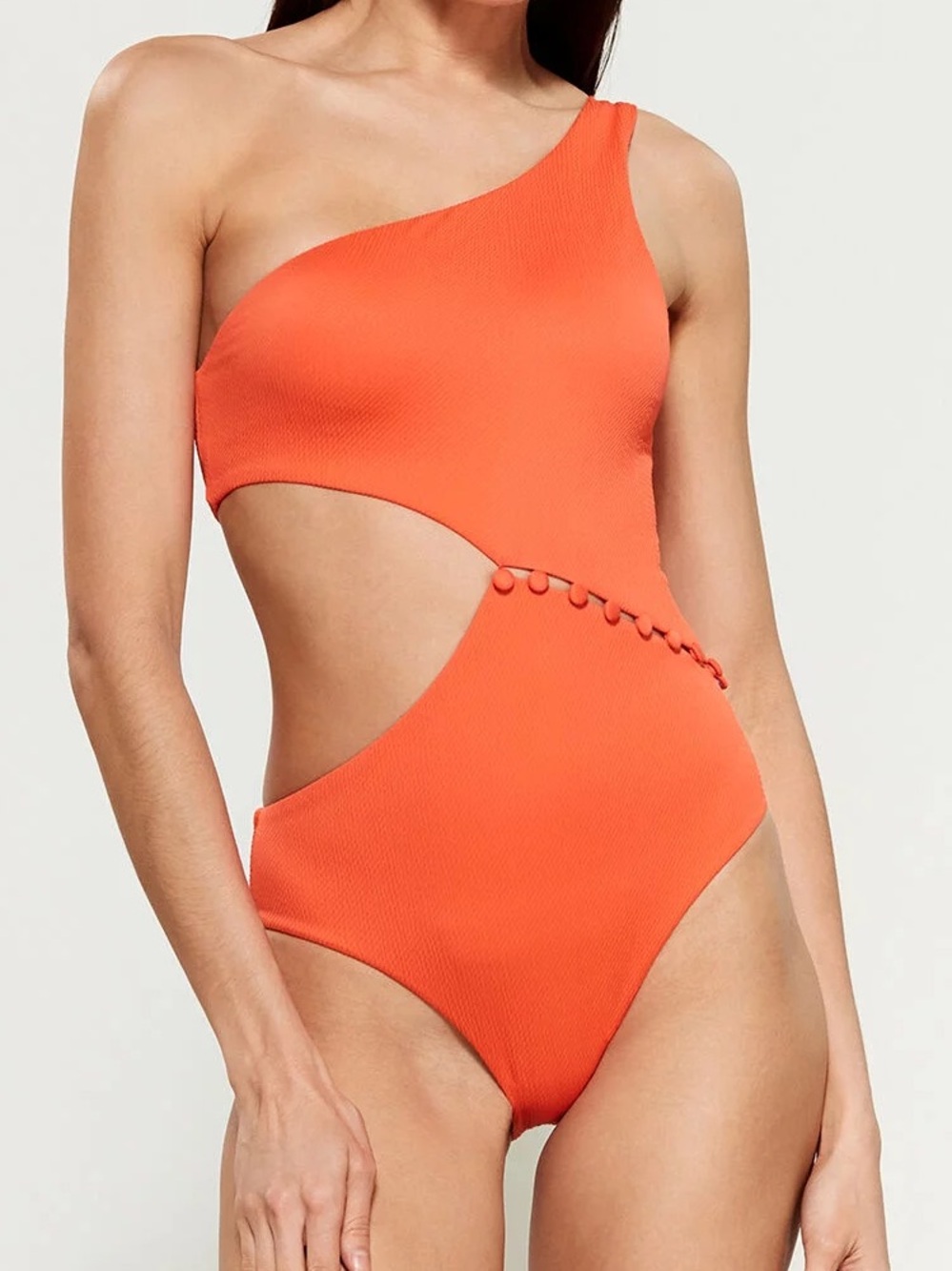 Red Carter Persimmon Orange Side Cutout One Piece Sexy Swimsuit